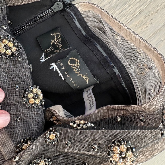 Alicia + Olivia Sarai Embellished Floral High Low Gown Red Black Beaded - Size 2 - Picture 4 of 12